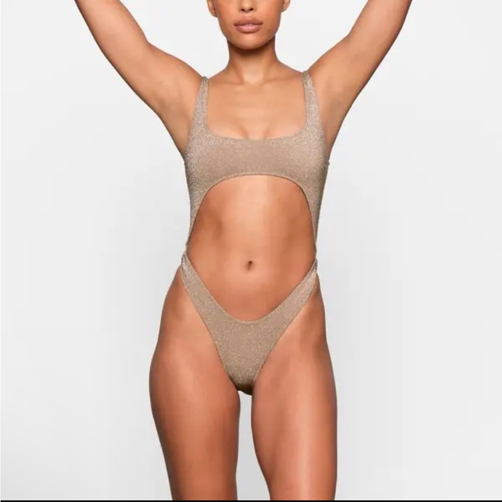 NWT Skims Glitter Swim Monokini in Sienna